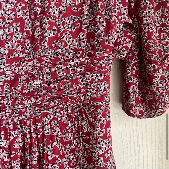 BA&SH Chelsea Wrap-effect Red Floral Print Crepe Dress 6 Like New - Picture 4 of 16